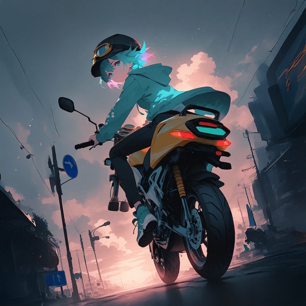 夕陽に向かう。夜の海へ。