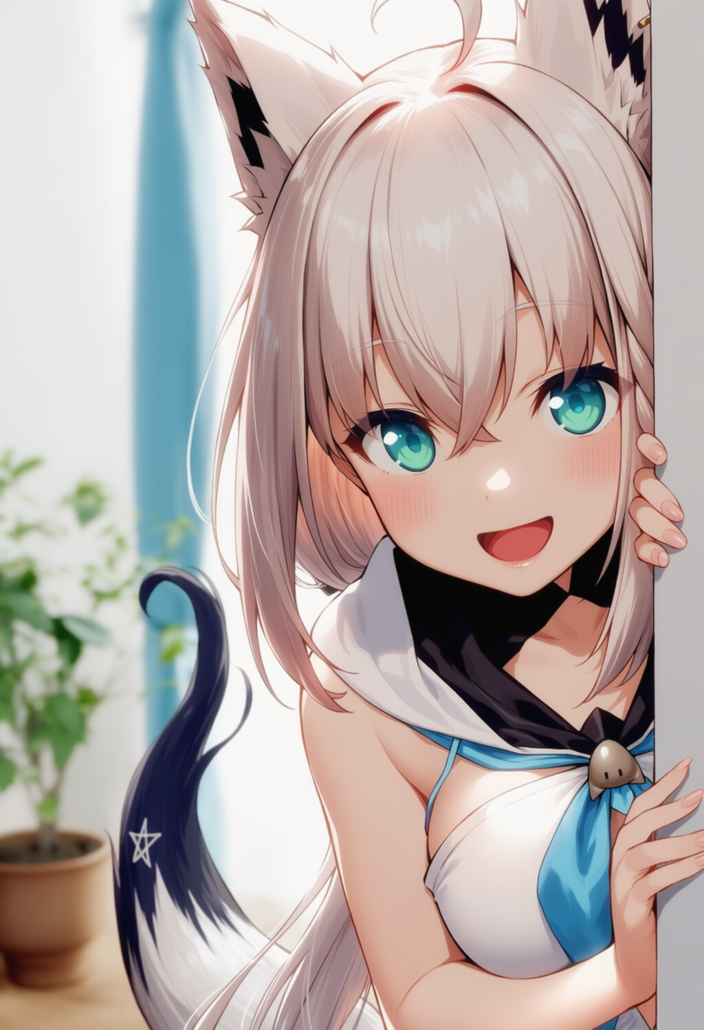 フブちゃんが物陰からジッと見つめているだけ