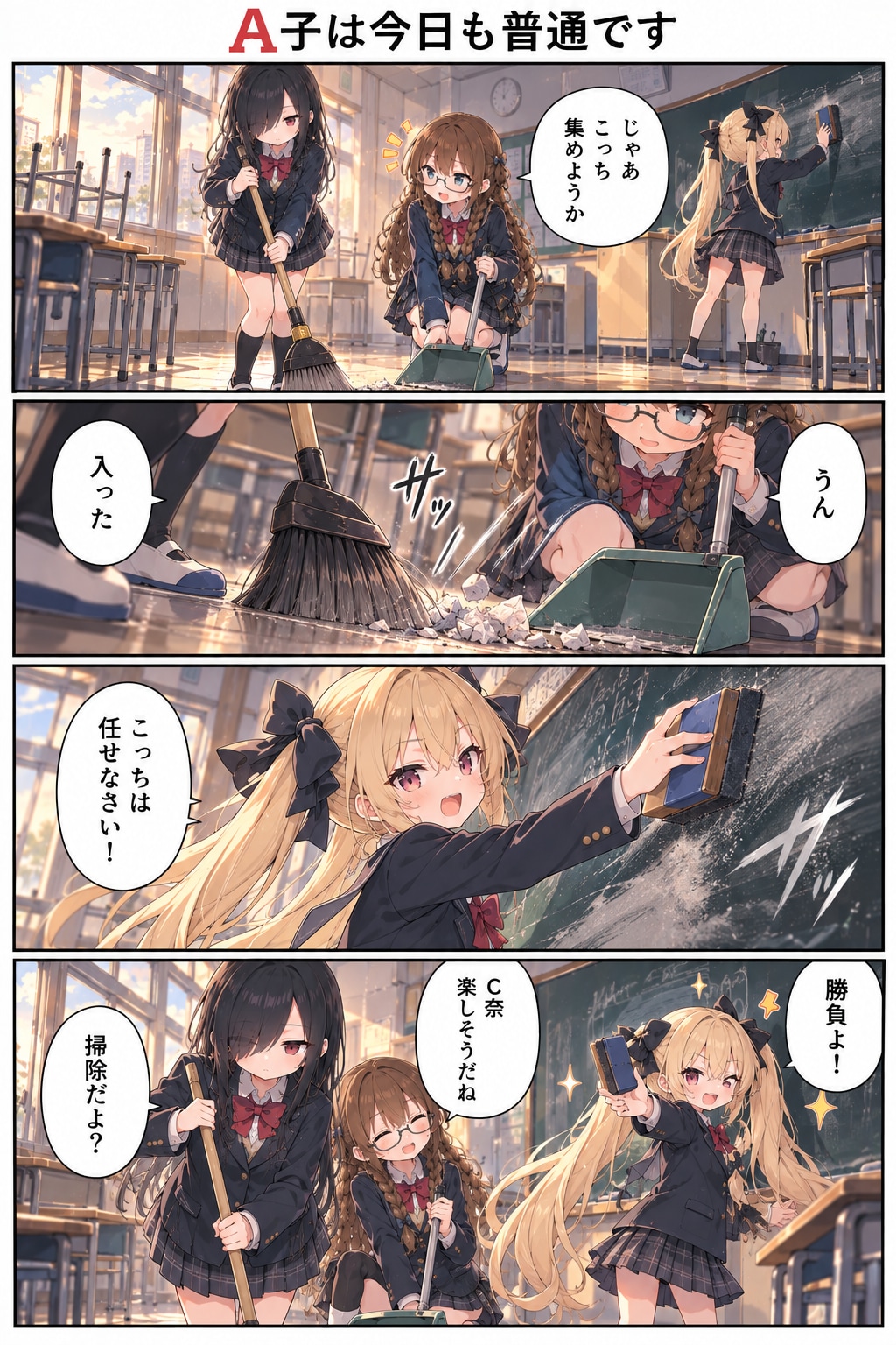 A子は今日も普通です【掃除】 | の人気AIイラスト・グラビア