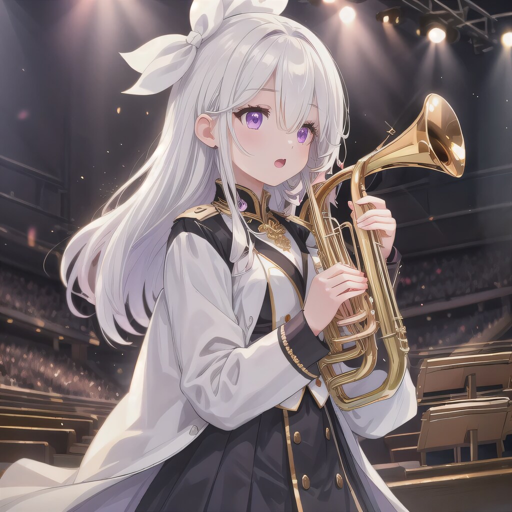 白髪ロングでブラスバンドの少女７