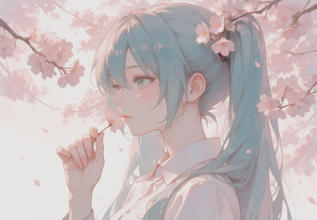 初音ミク_桜背景