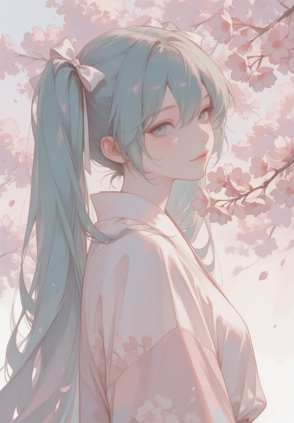 初音ミク_桜背景