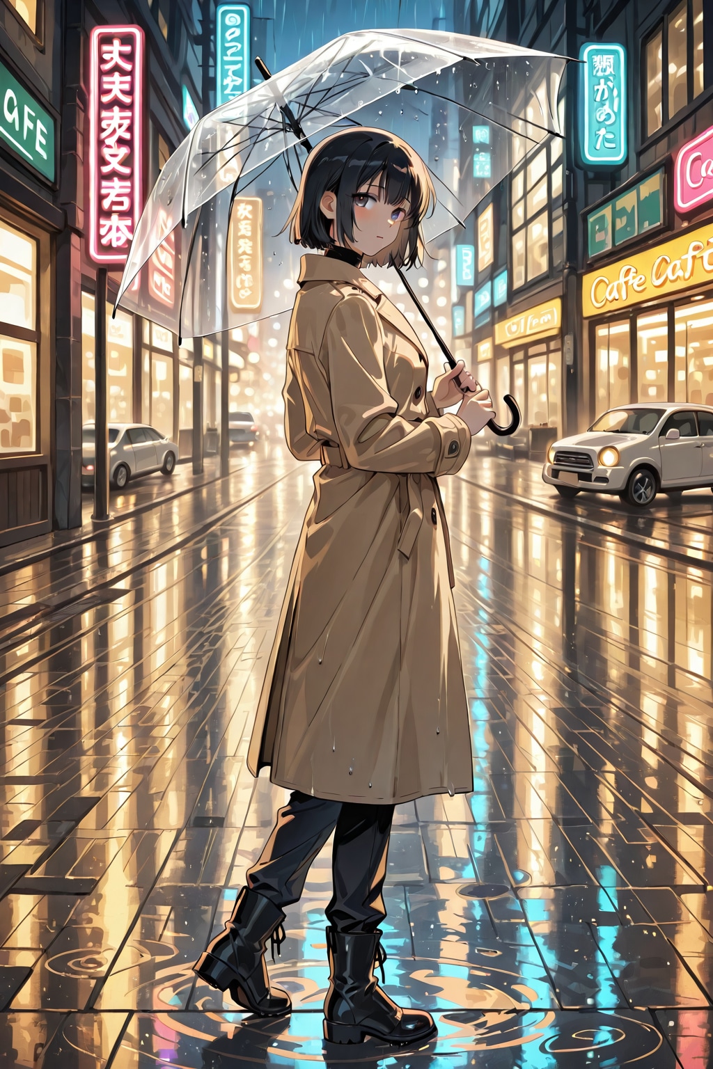 雨夜の交差点 | の人気AIイラスト・グラビア