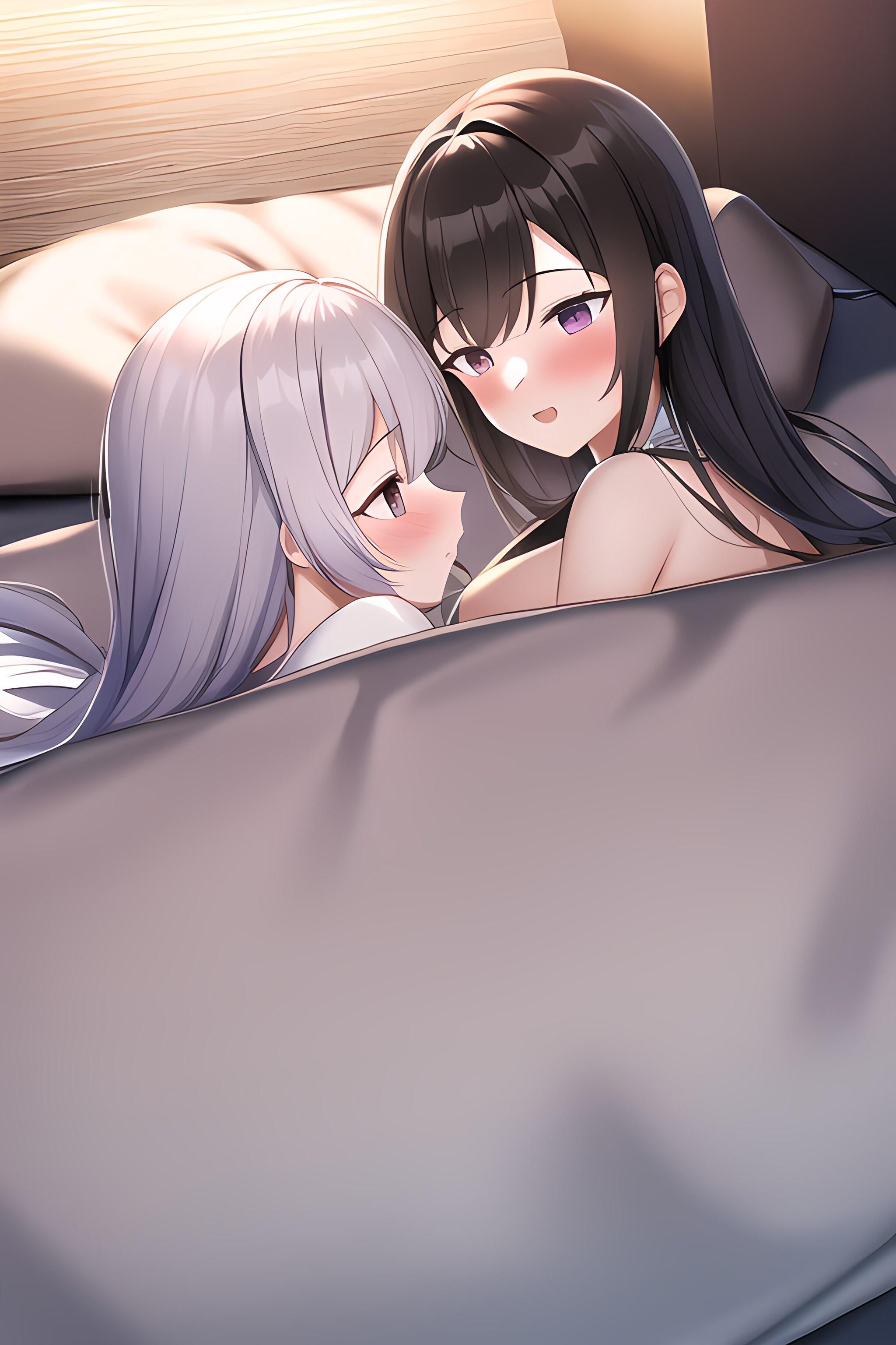 布団の中イチャイチャ（百合）