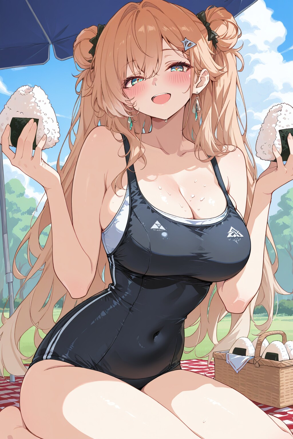 水着でピクニック