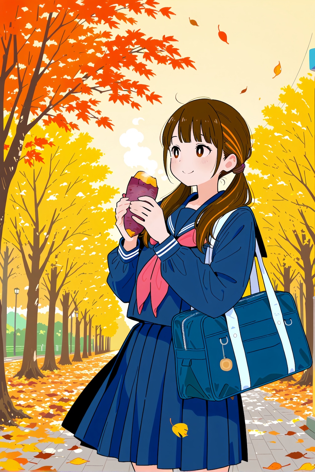 焼き芋を買ったツインテ女学生