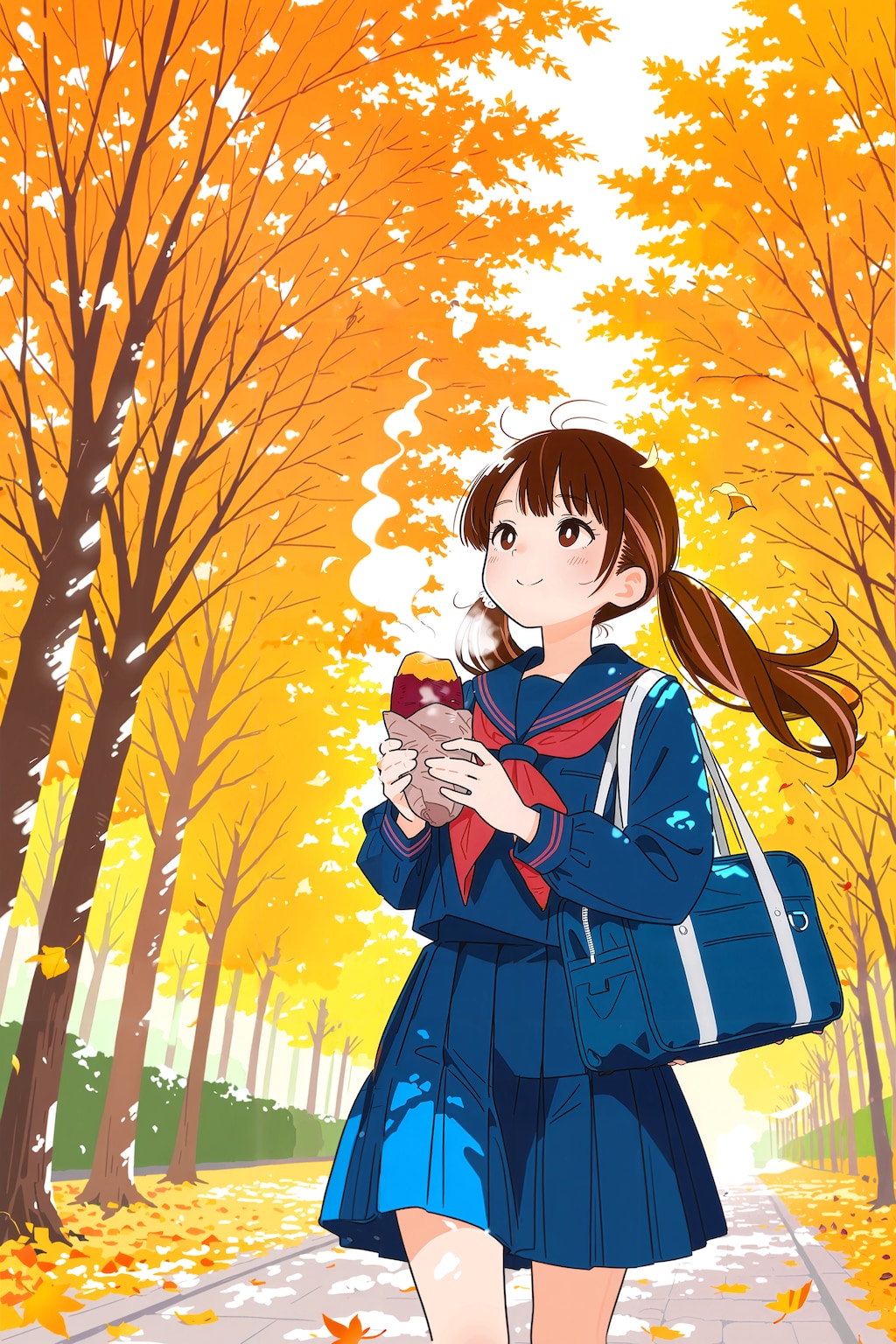 焼き芋を買ったツインテ女学生