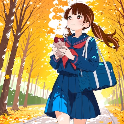 焼き芋を買ったツインテ女学生