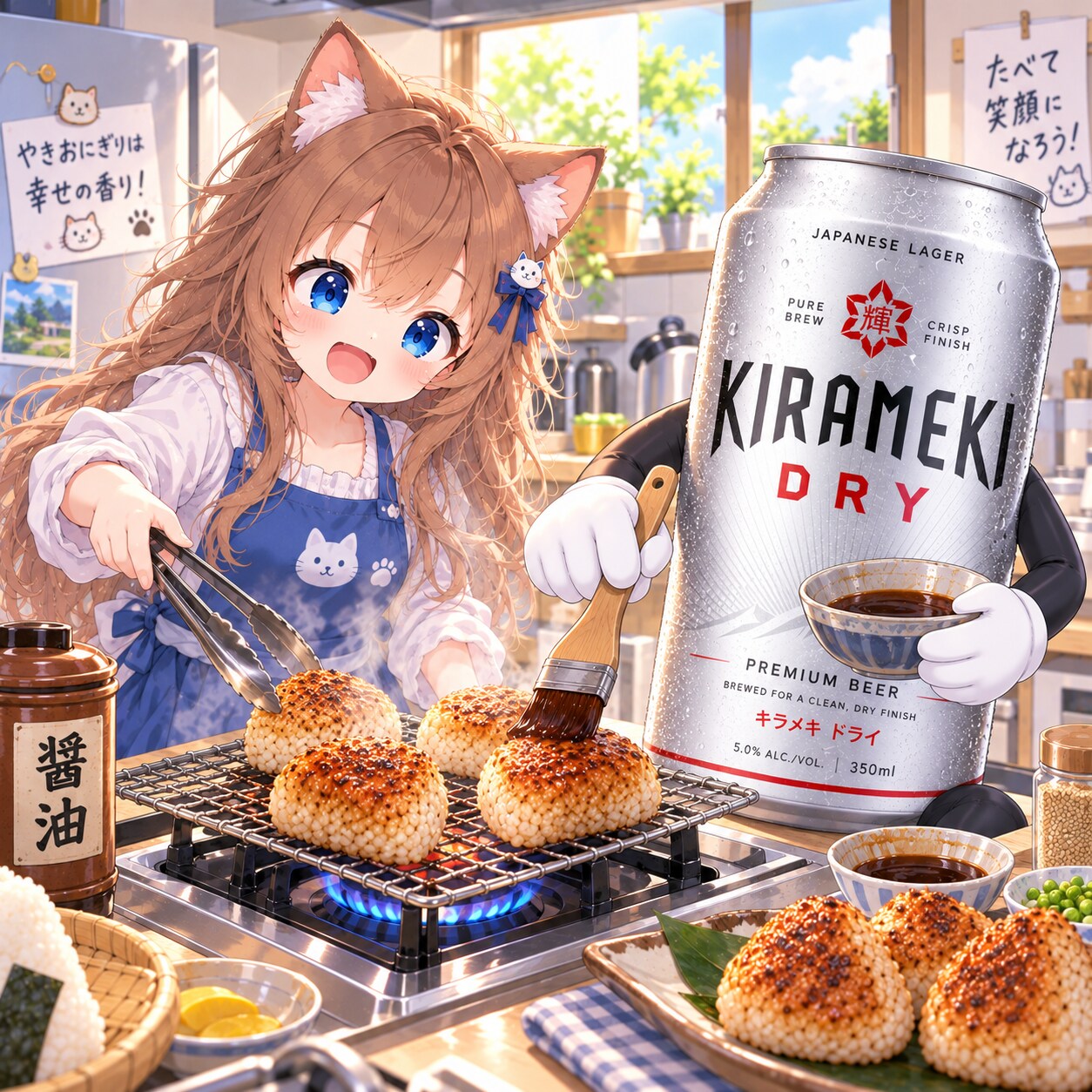 焼きおにぎりを作る小さな女の子 | の人気AIイラスト・グラビア