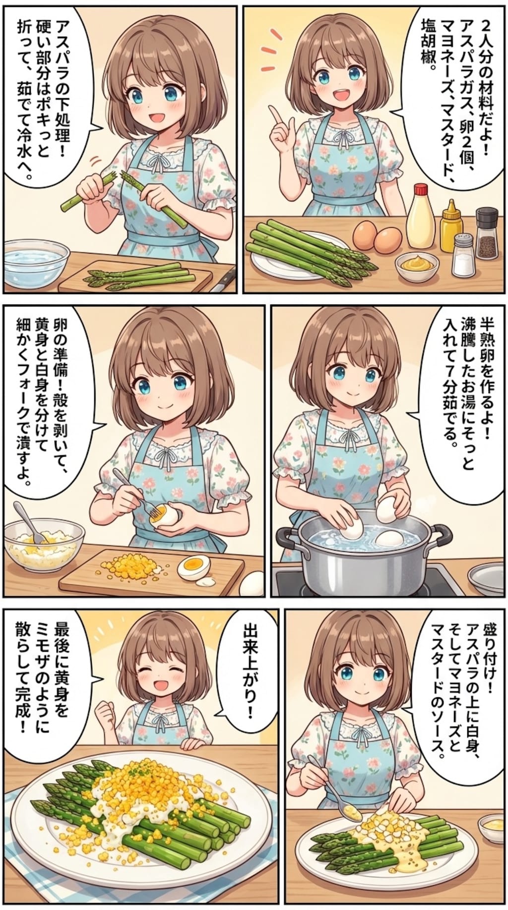 アスパラの半熟卵のせミモザ風サラダ