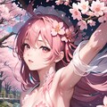 桜テーマのボディペイント美少女 5枚目