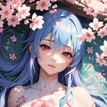 桜テーマのボディペイント美少女 3枚目