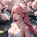 桜テーマのボディペイント美少女 4枚目