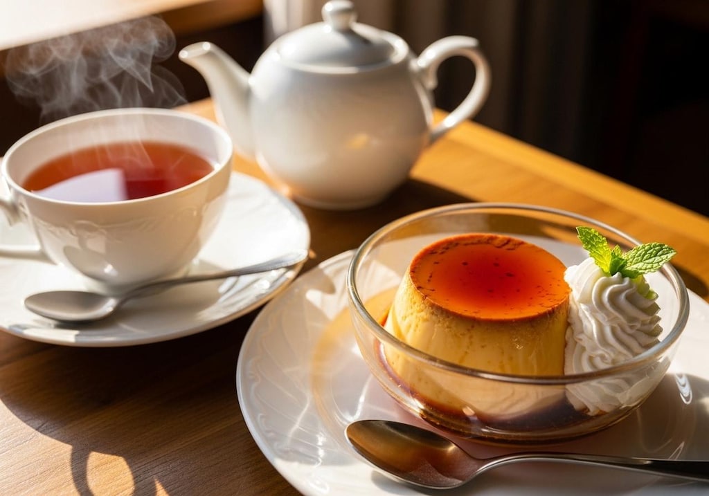 デザートのカスタードプリン