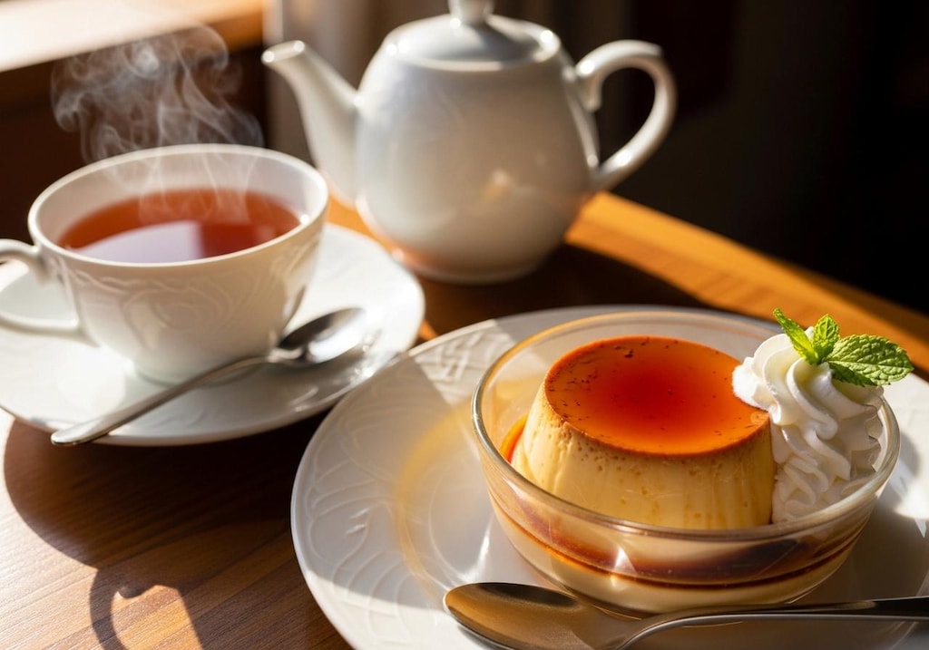 デザートのカスタードプリン