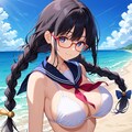 夏休み彼女と海へ 3枚目