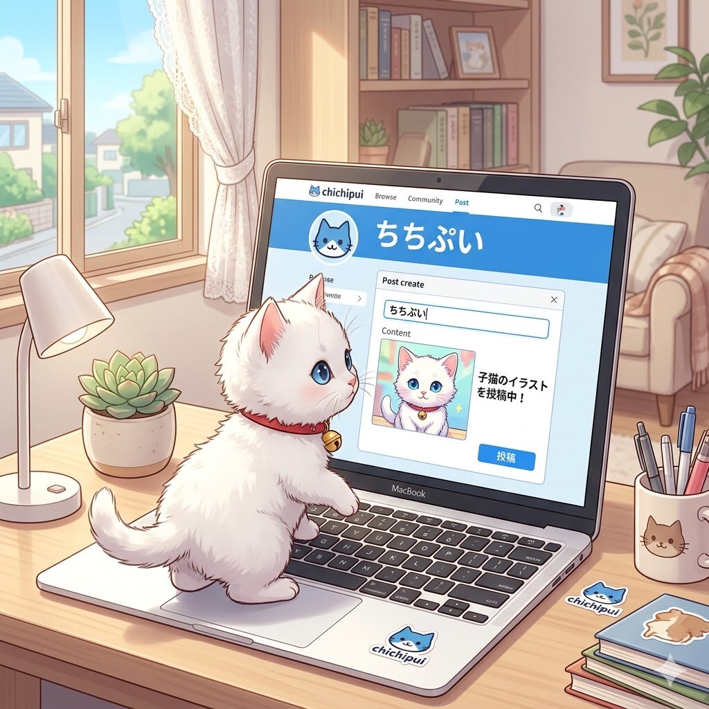 ちちぷいに投稿するねこたん
