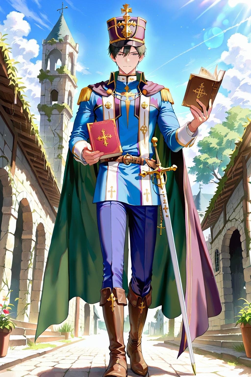 ファンタジー遺跡地下、アニメ風若き司教1-1-2-3-4-2-1-3-3