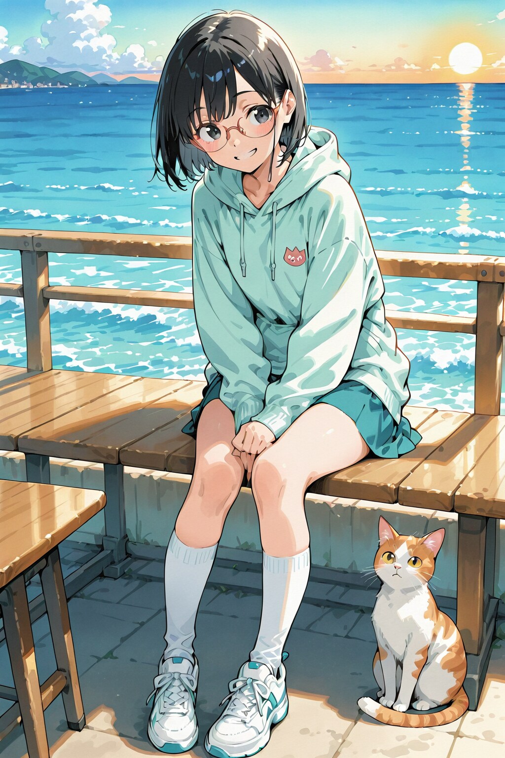 海辺のメガネさん | の人気AIイラスト・グラビア