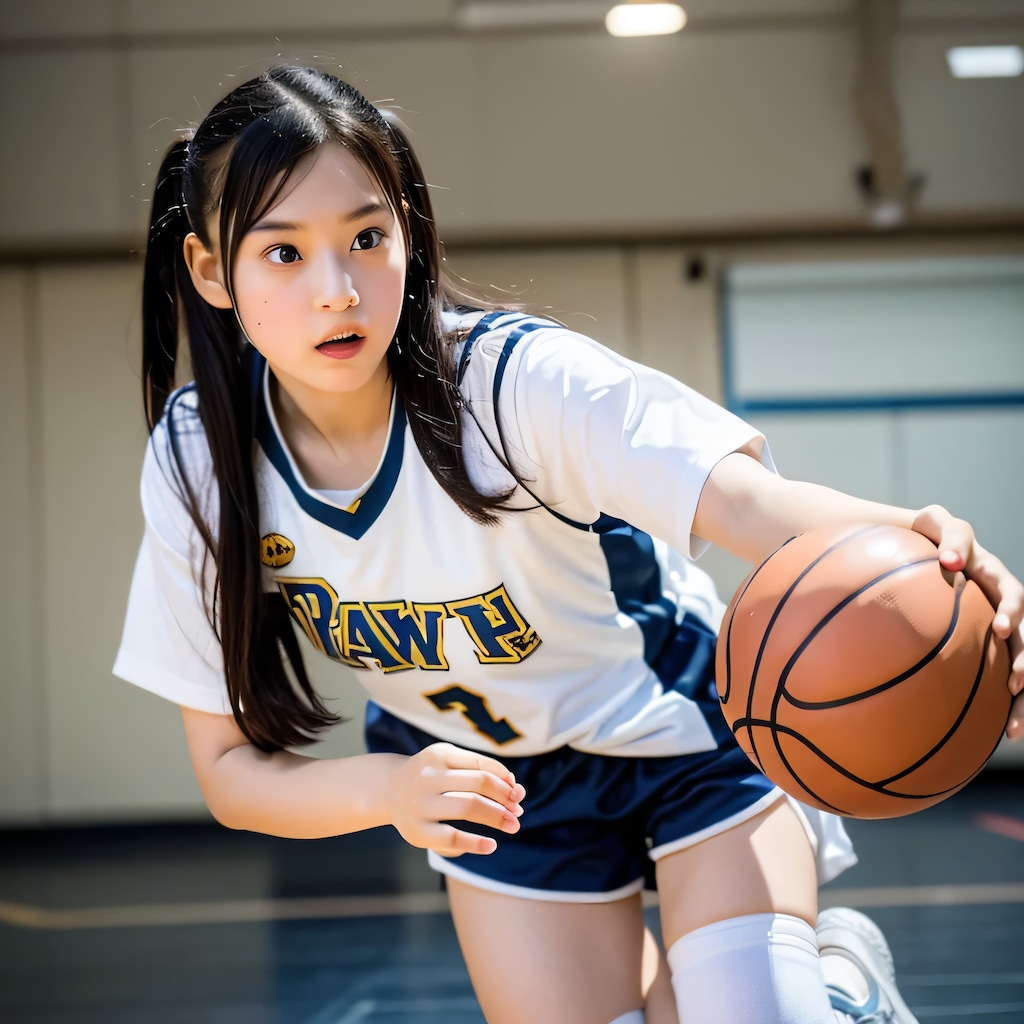 黒髪ツインテでユニフォームの美女４