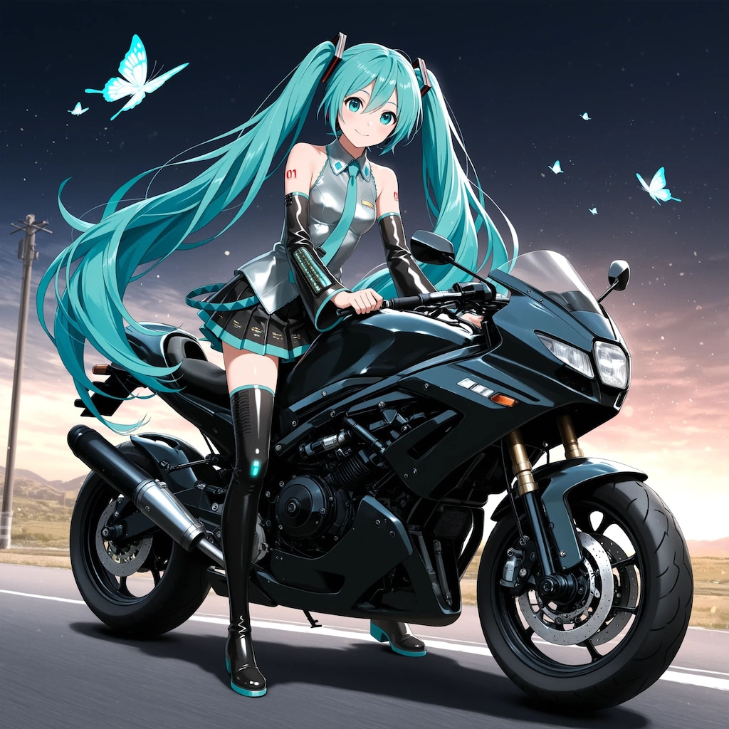 初音ミクとバイク