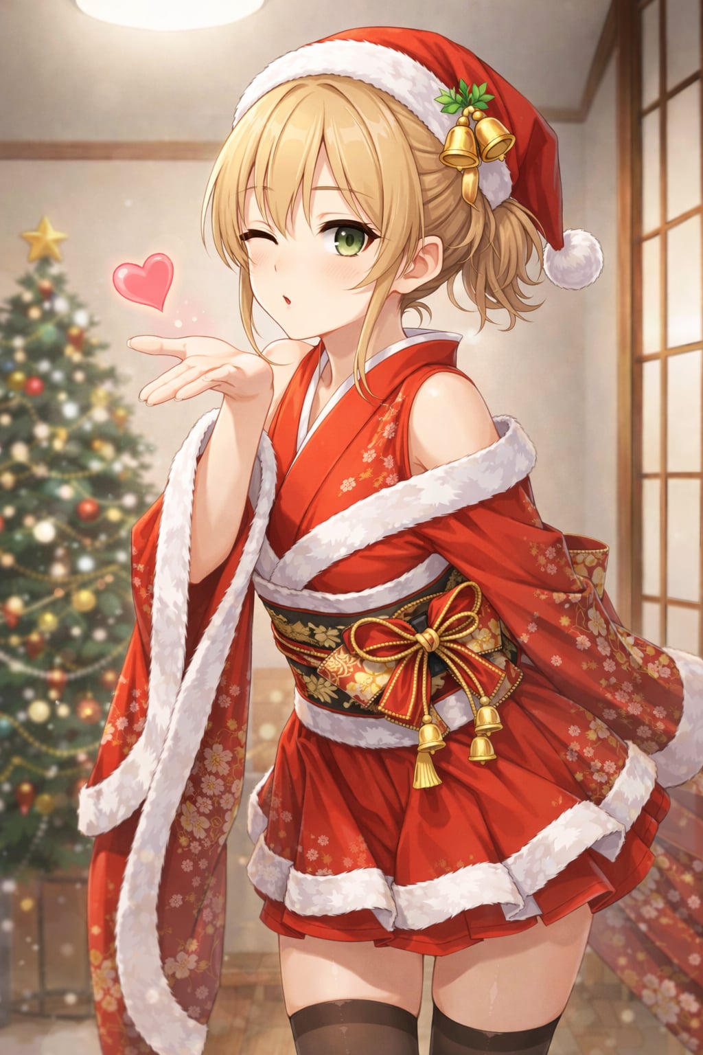 見返りミニスカ和装サンタ