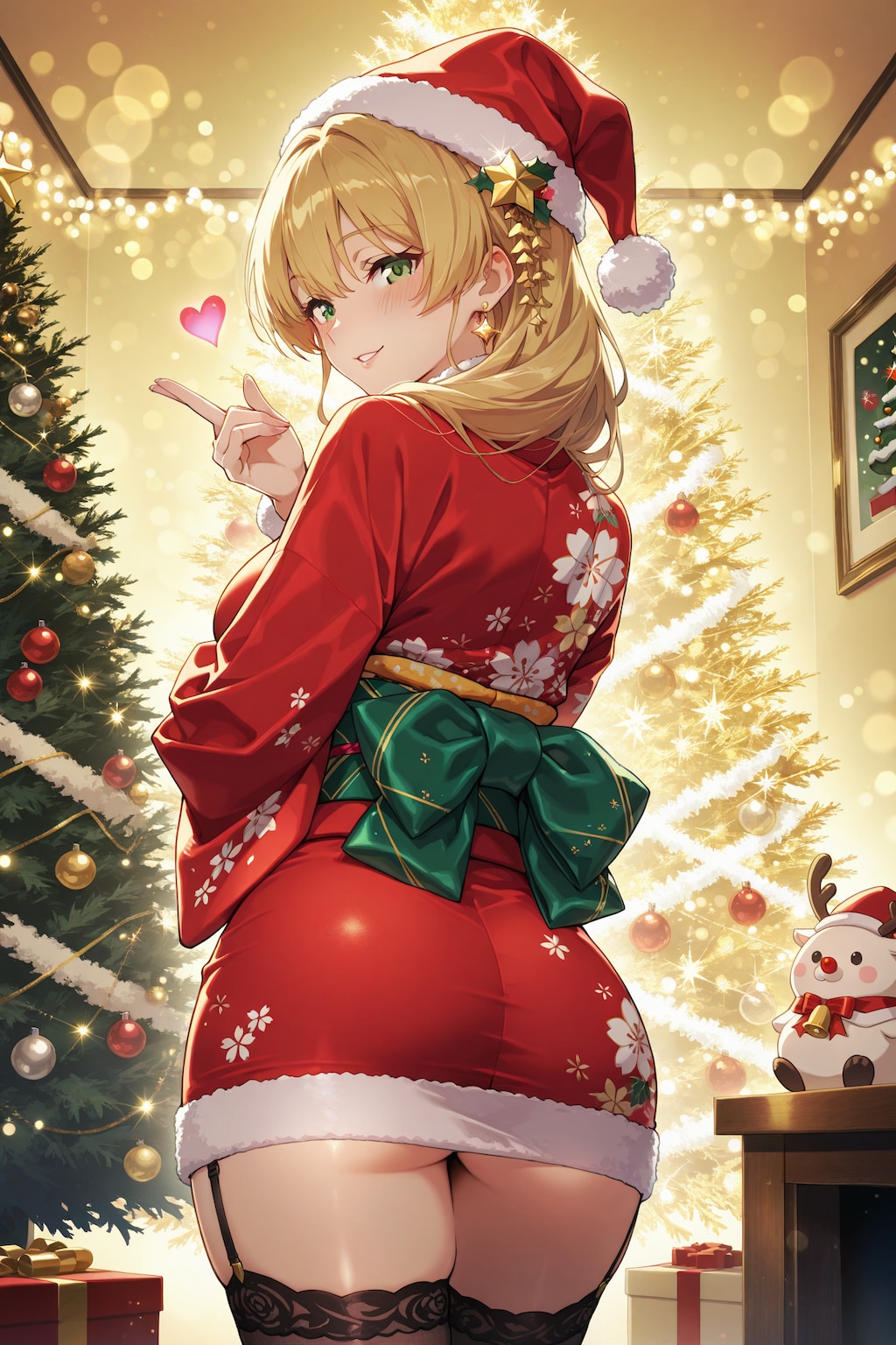 見返りミニスカ和装サンタ