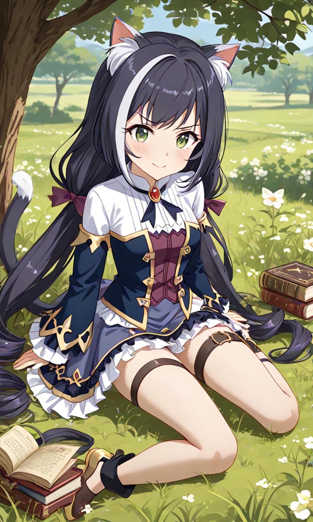 木の下で読書中のキャル