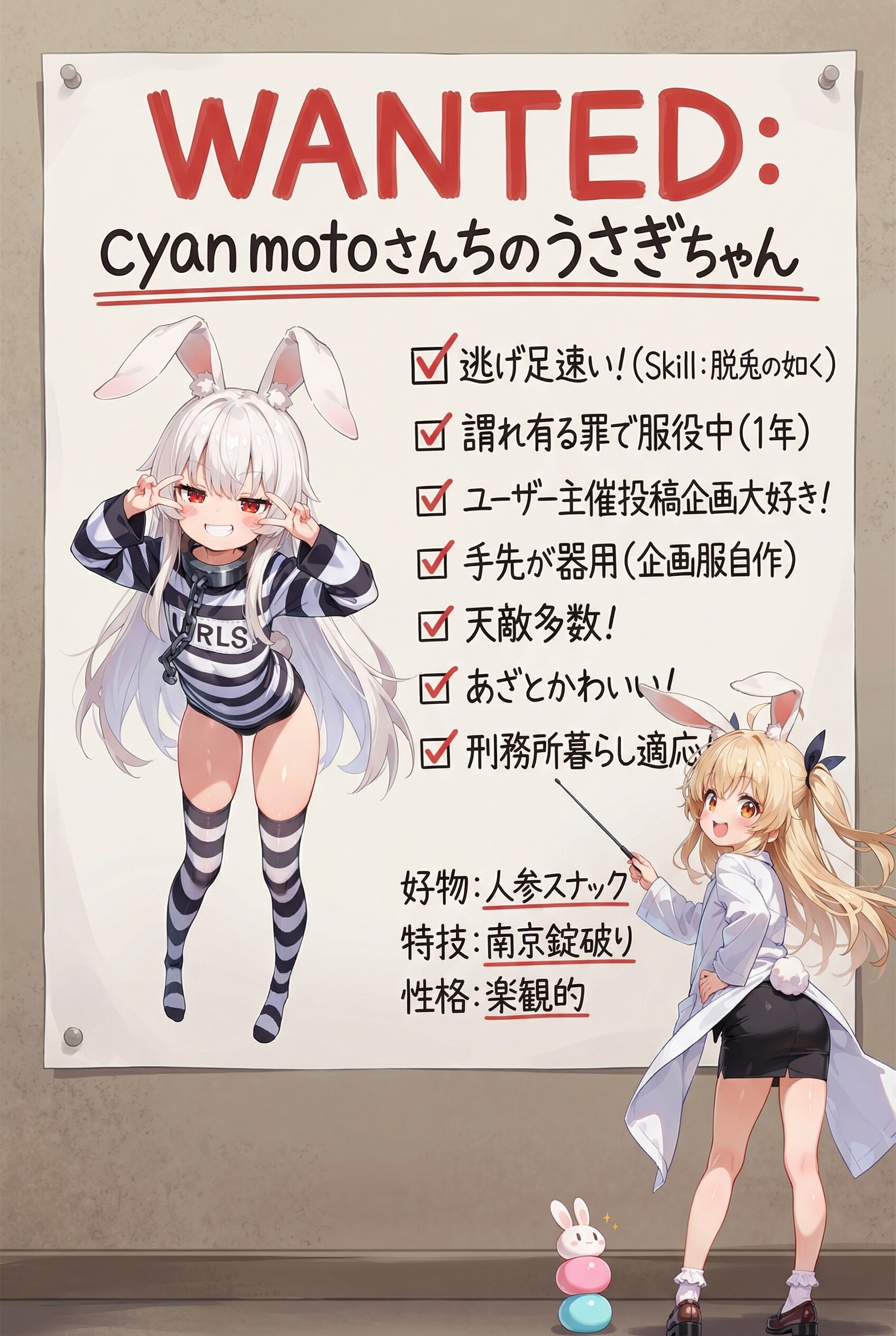 cyan motoさんちのうさぎちゃんを紹介するピナちゃん