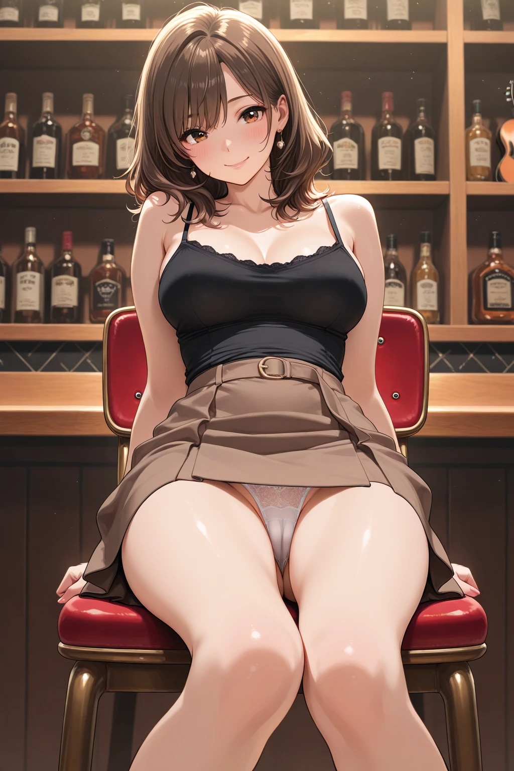 ガールズバーの店員パンチラ