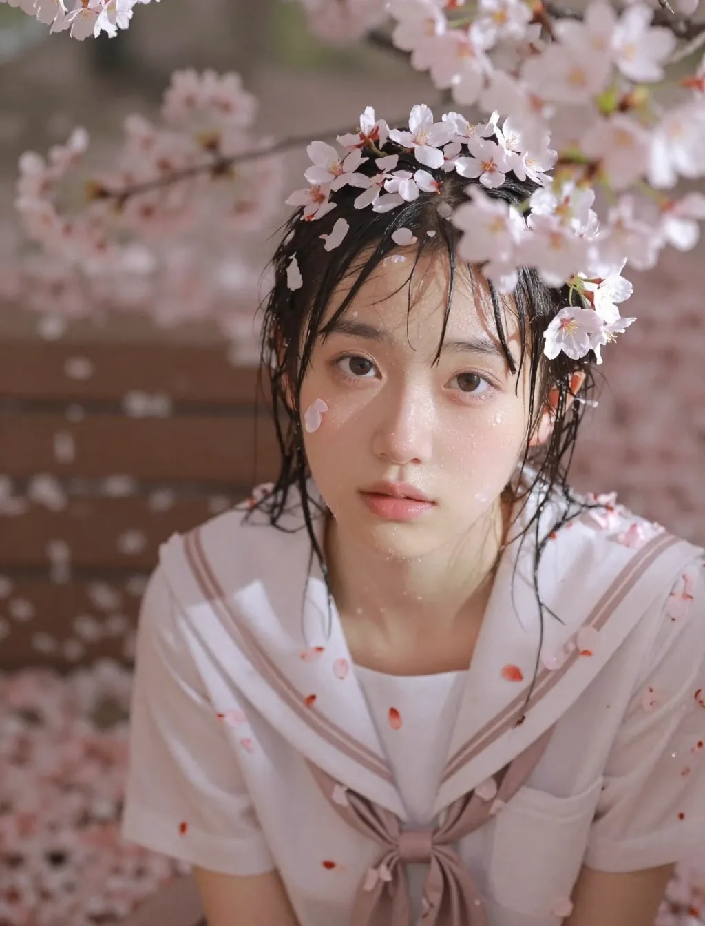 季節外れの桜まみれ＆セーラー服