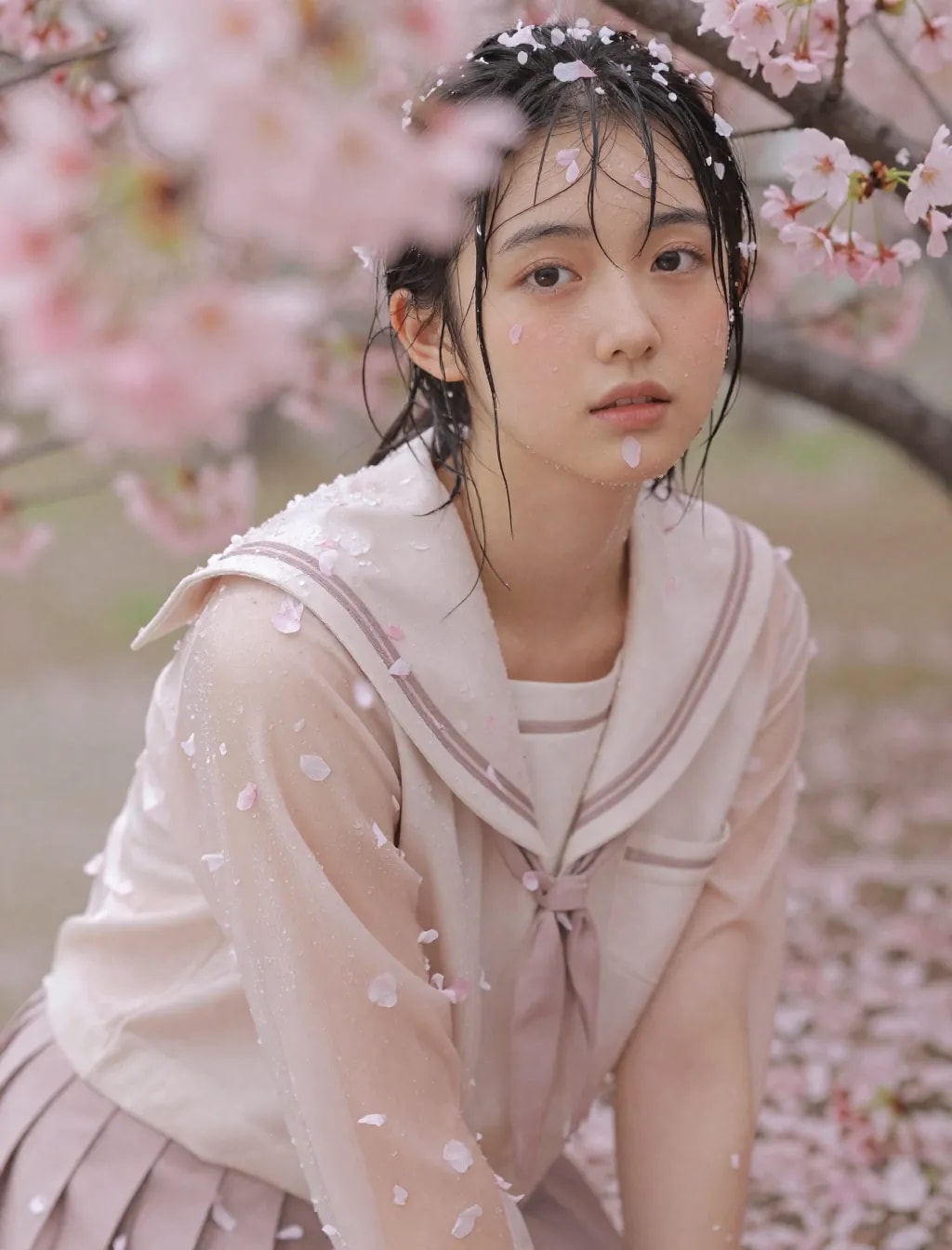 季節外れの桜まみれ＆セーラー服