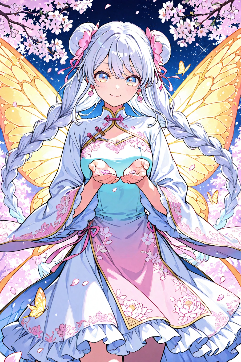 夜桜の蝶
