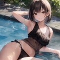 黒ビキニで渓流遊び 10枚目