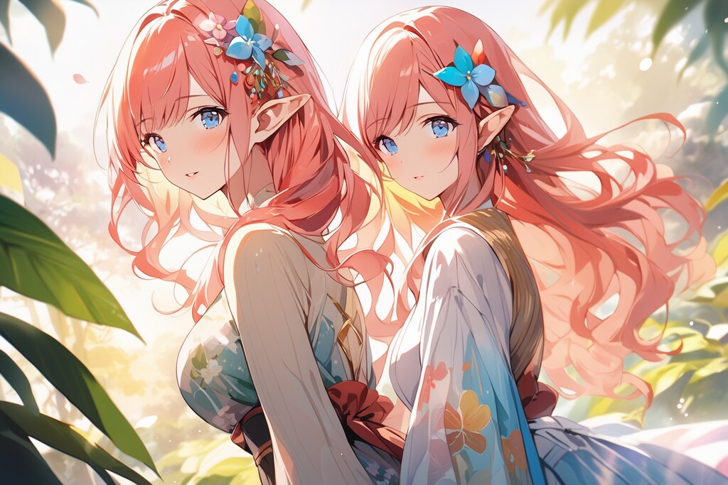 海辺で出会ったエルフの双子姉妹さん