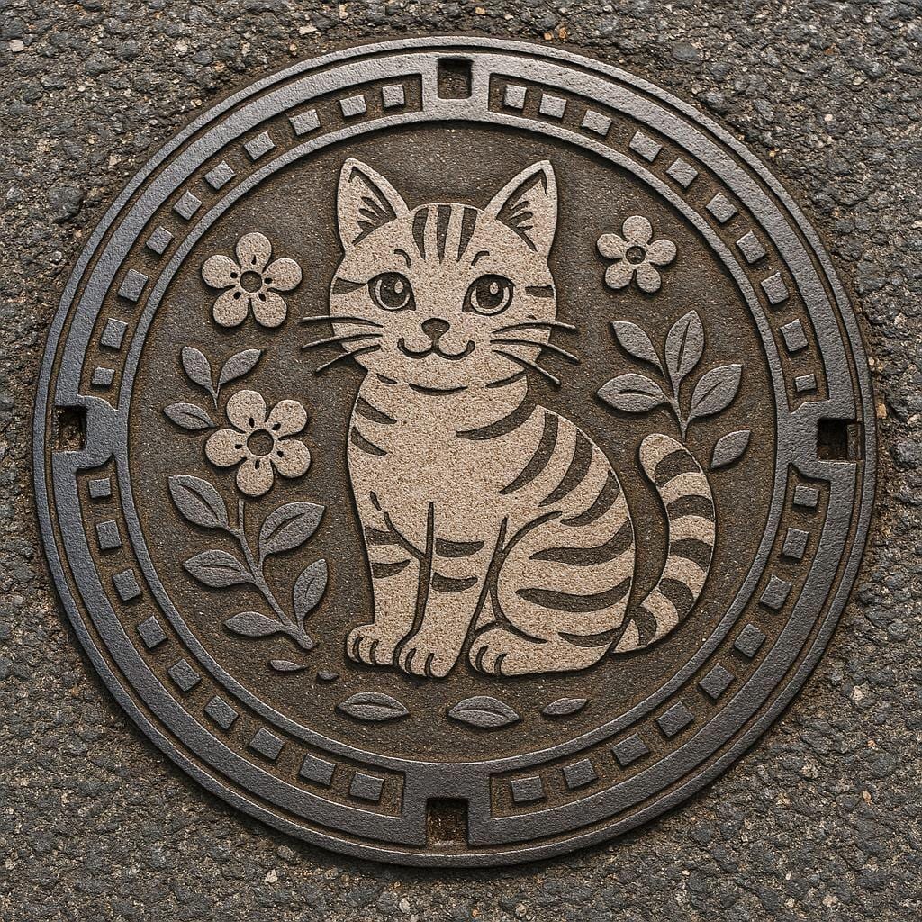猫のマンホール蓋