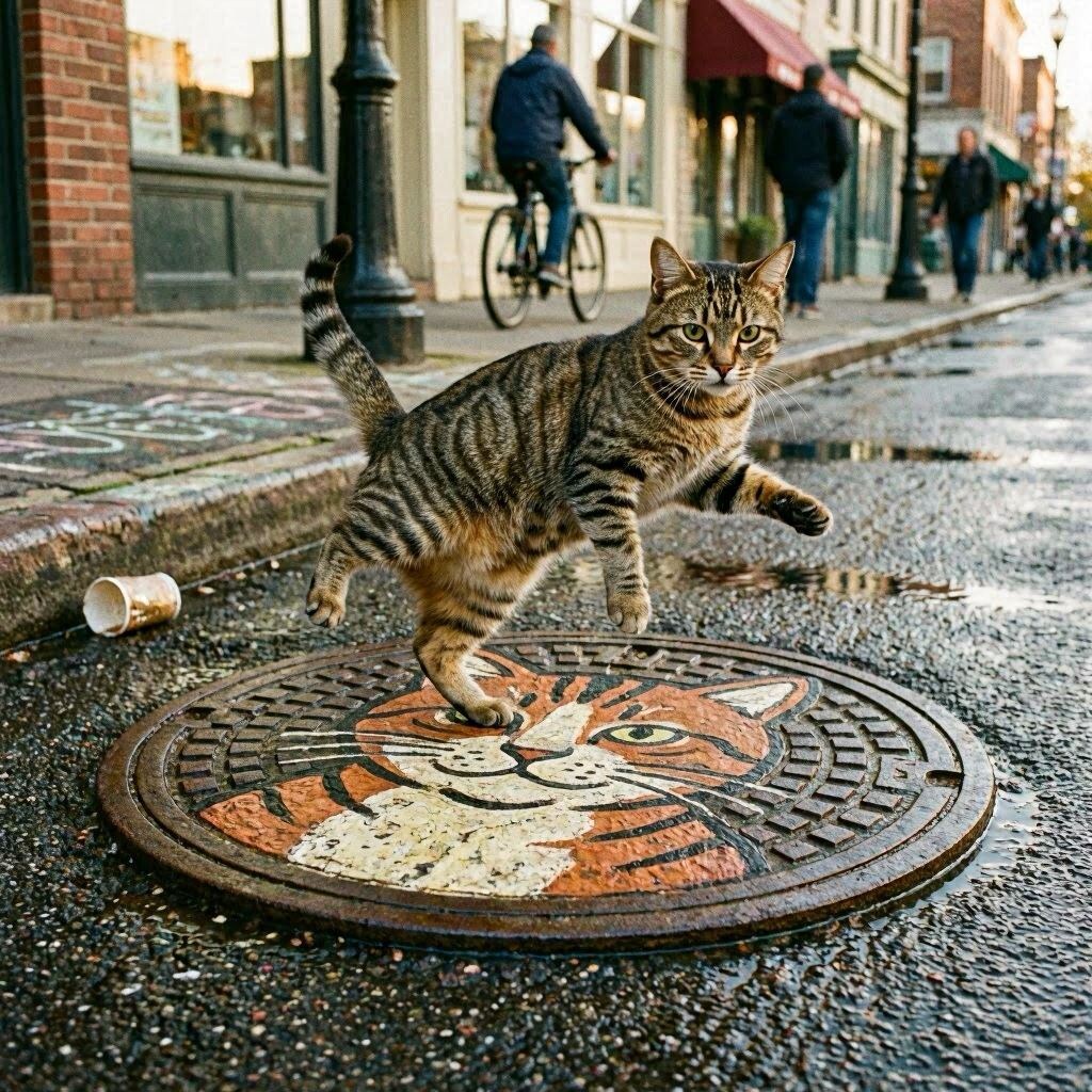 猫のマンホール蓋