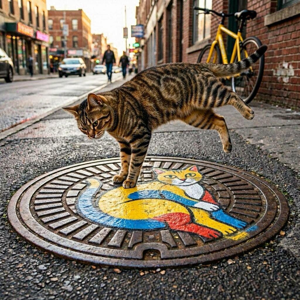 猫のマンホール蓋