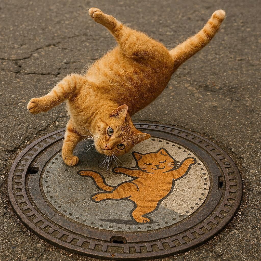 猫のマンホール蓋