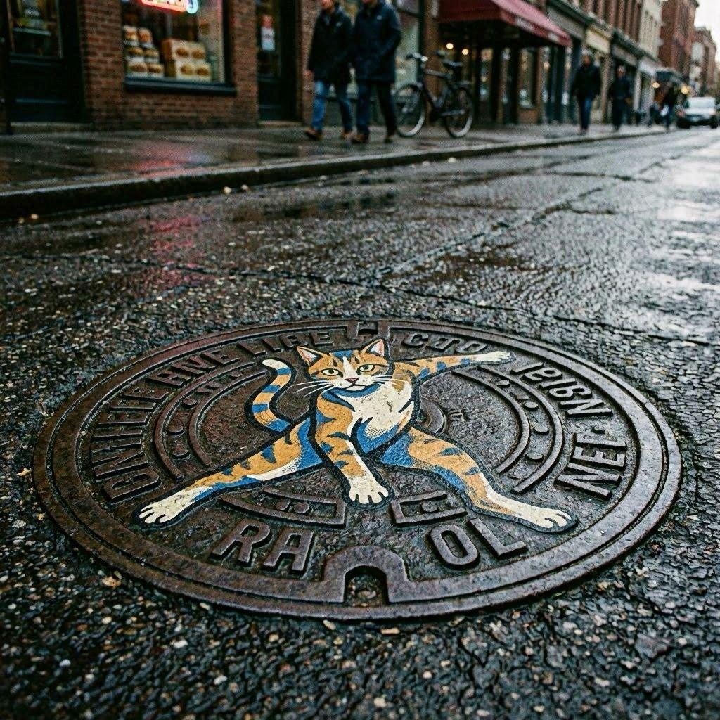 猫のマンホール蓋