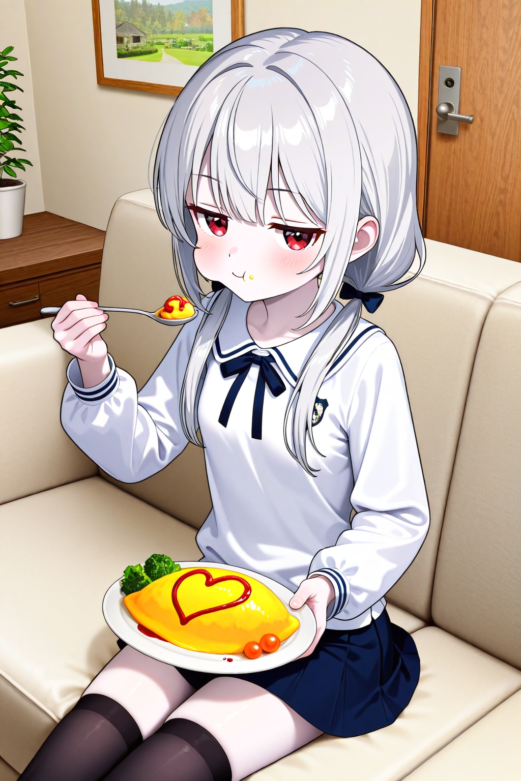 オムライス食べるアイちゃん