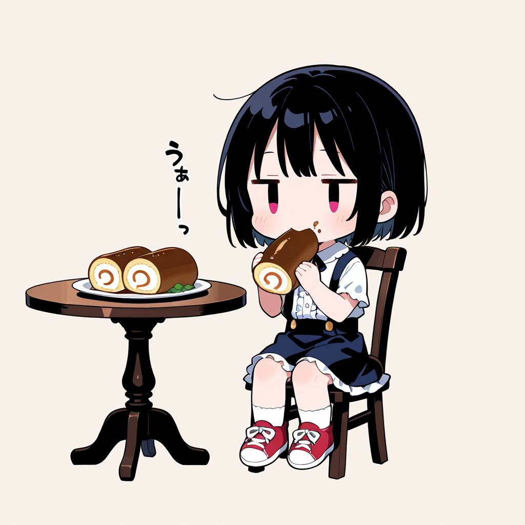 ロールケーキを食べる