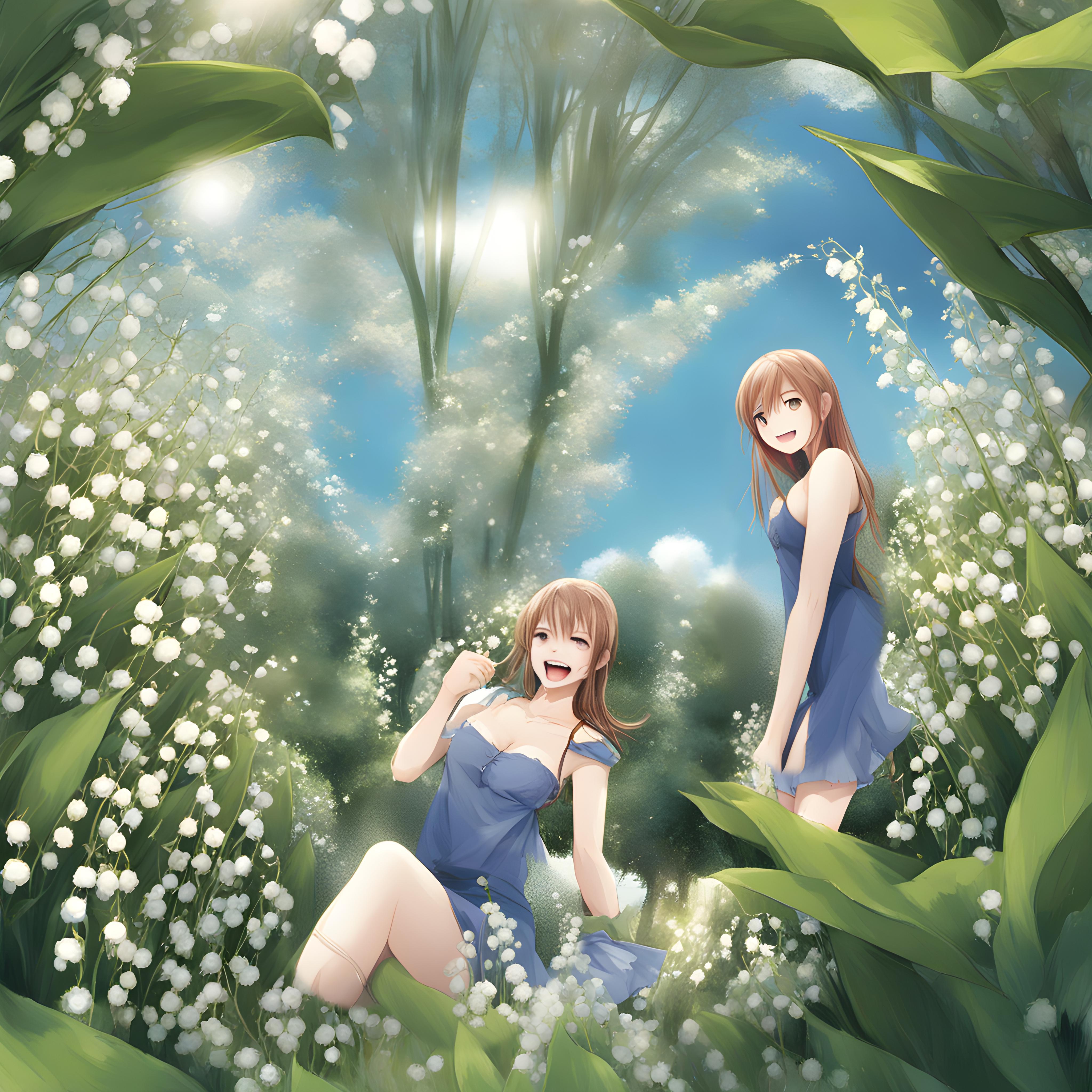 💓スズランに囲まれたよー | の人気AIイラスト・グラビア