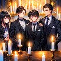 キャンドルと、鎮魂する黒髪短髪男性……（6枚） 4枚目
