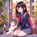 下校中に猫と遊ぶ女子高校生 8枚目