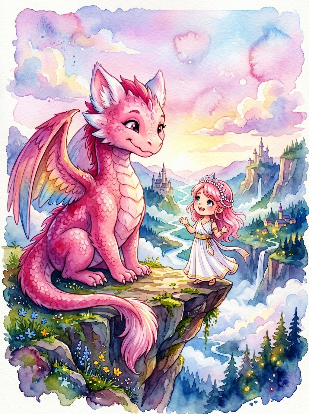 小さなプリンセスとピンクドラゴン