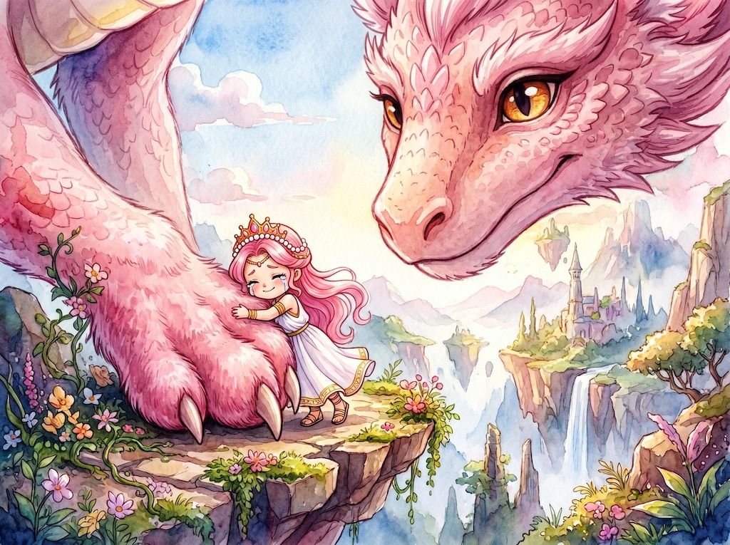 小さなプリンセスとピンクドラゴン
