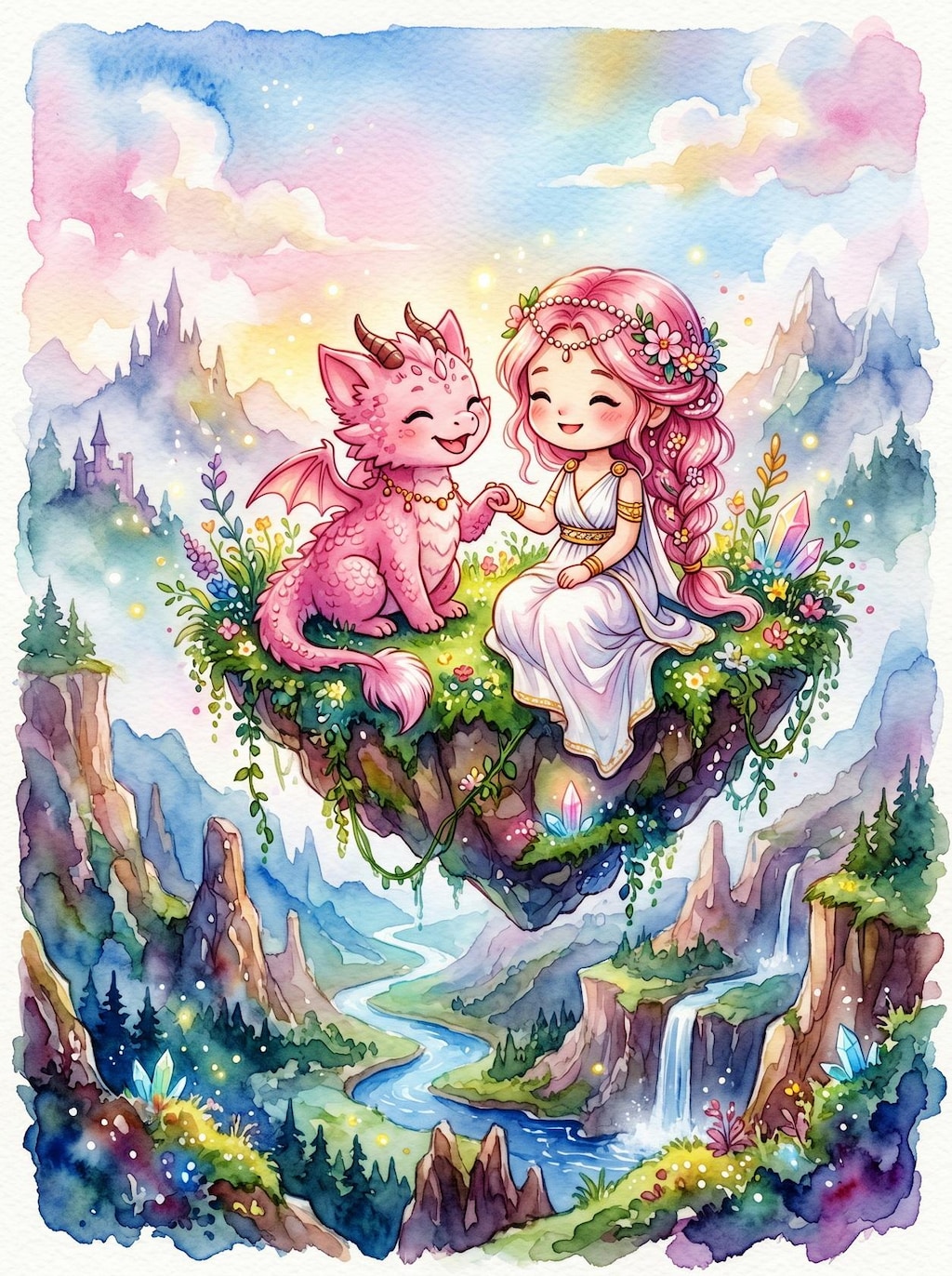 小さなプリンセスとピンクドラゴン