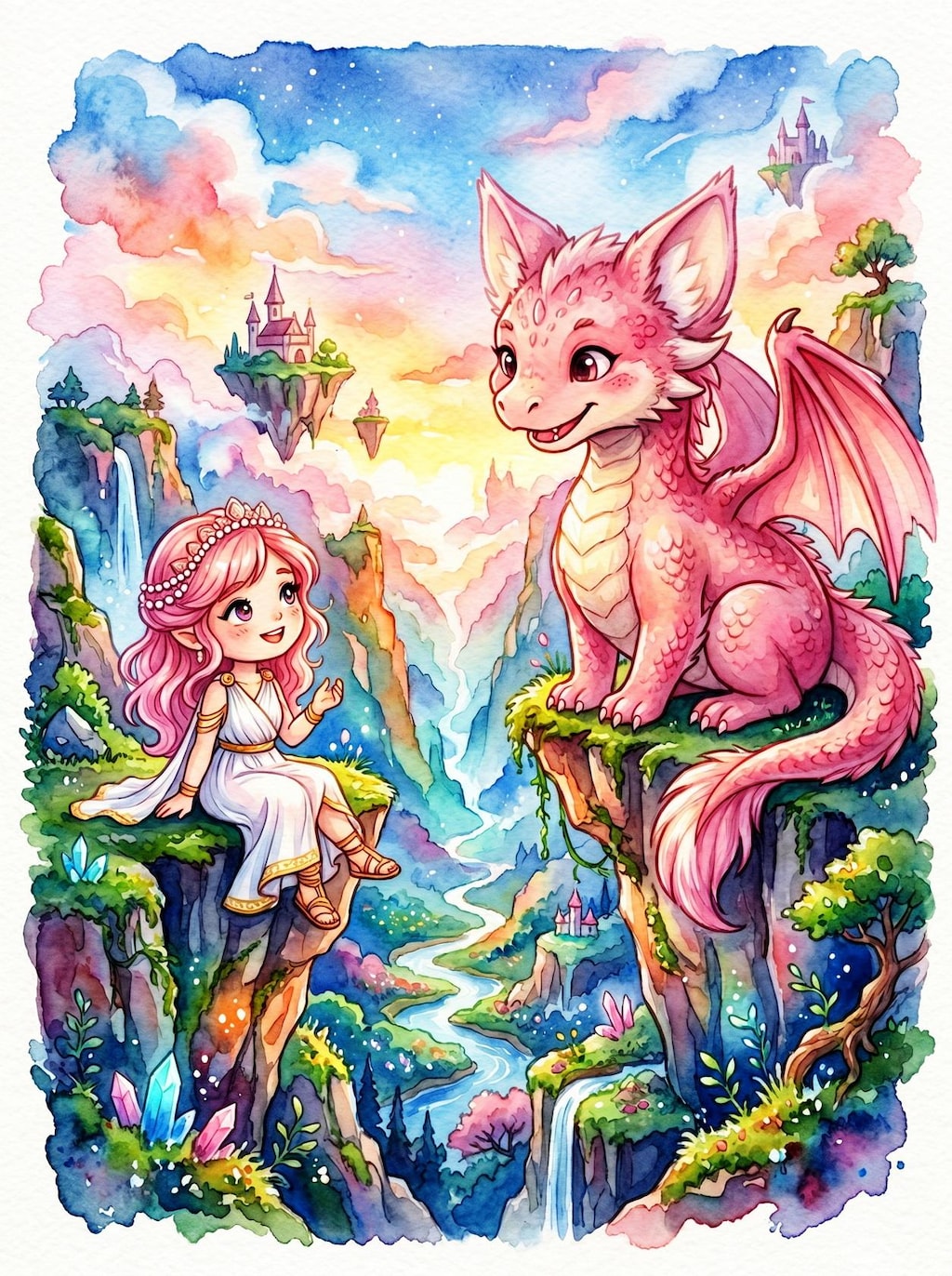 小さなプリンセスとピンクドラゴン
