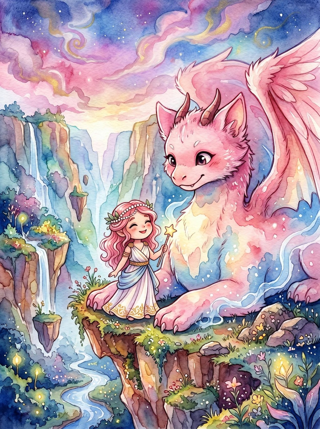 小さなプリンセスとピンクドラゴン